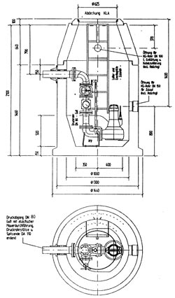 Abb.: Anlage mit zwei Pumpen und verbundenen Schächten